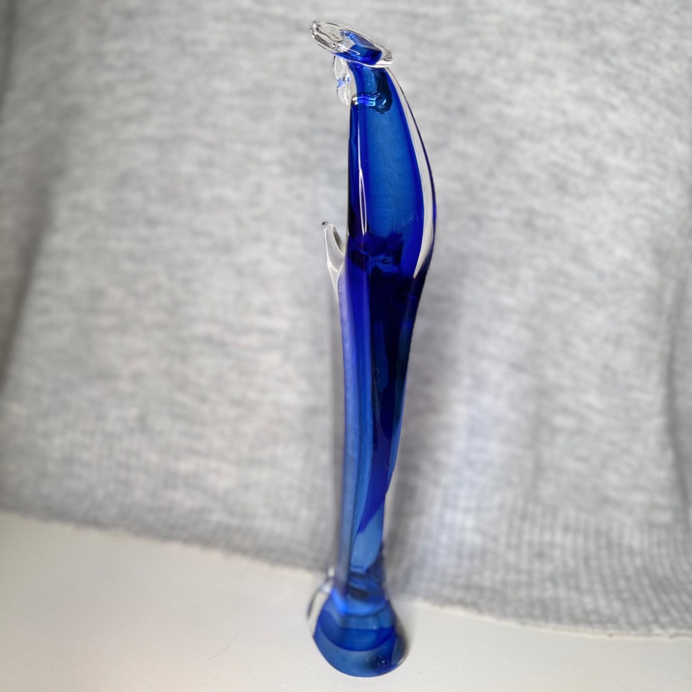 Vintage Cobalt Blue Sommerso Art Glass Abstract Madonna Figurine Sculpture 12.5" - Picture 6 of 11